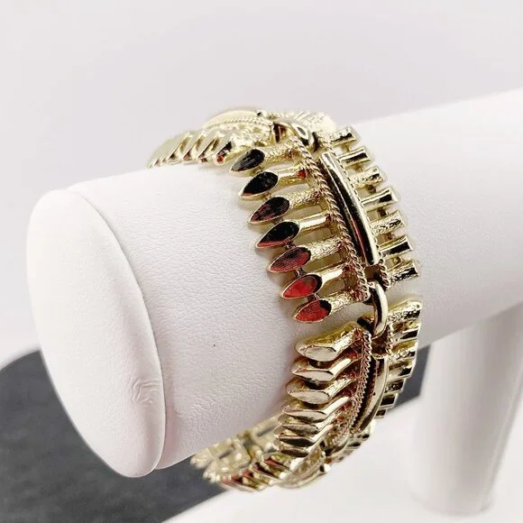 CORO PEGASUS Vintage light silvery gold tone metal picket fence link bracelet - Picture 4 of 10